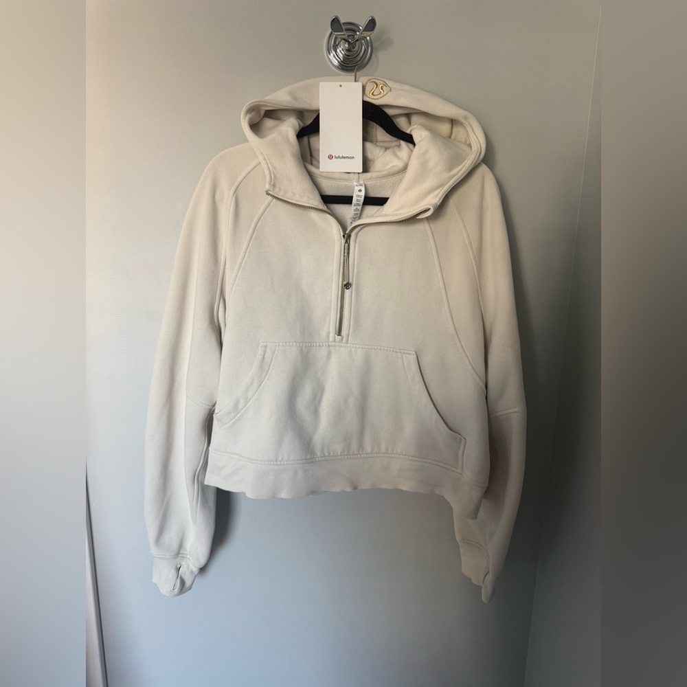 Lululemon Athletica Scuba Oversized Half-Zip Hoodie in BONE, gold hardware